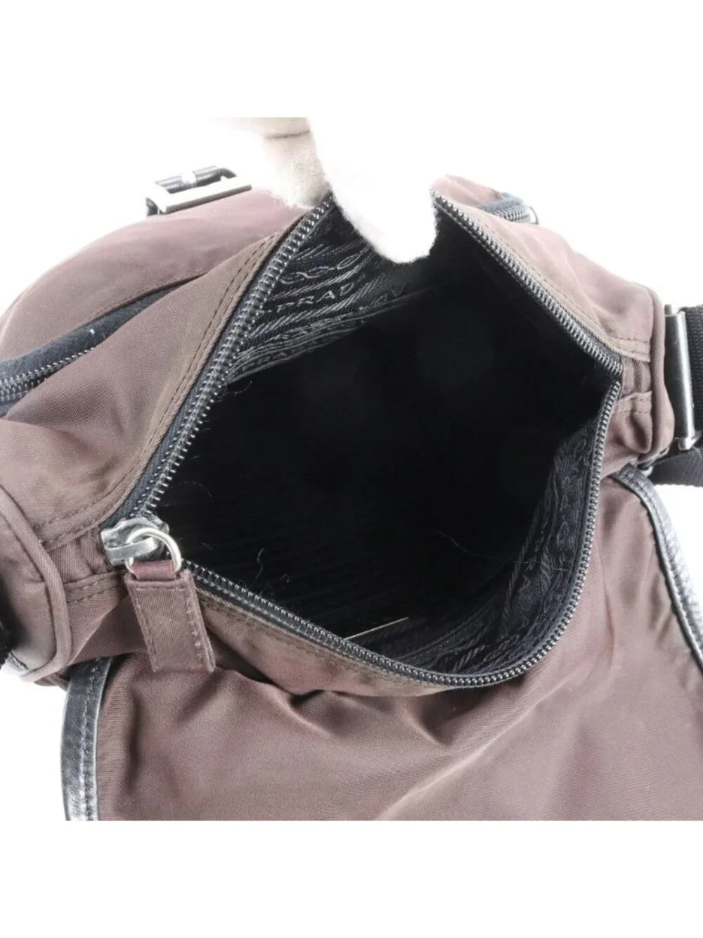 Prada Tessuto Nylon Triangle Logo Leather Shoulder Bag Crossbody Messenger